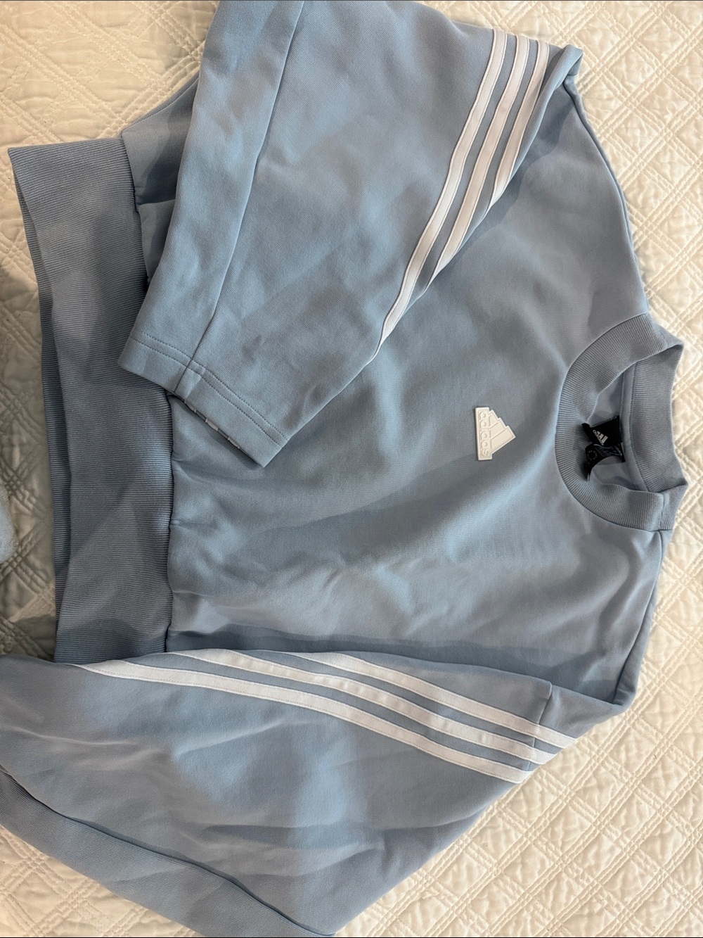 adidas Originals Sky Blue Pullover Sweatshirt with White Stripes